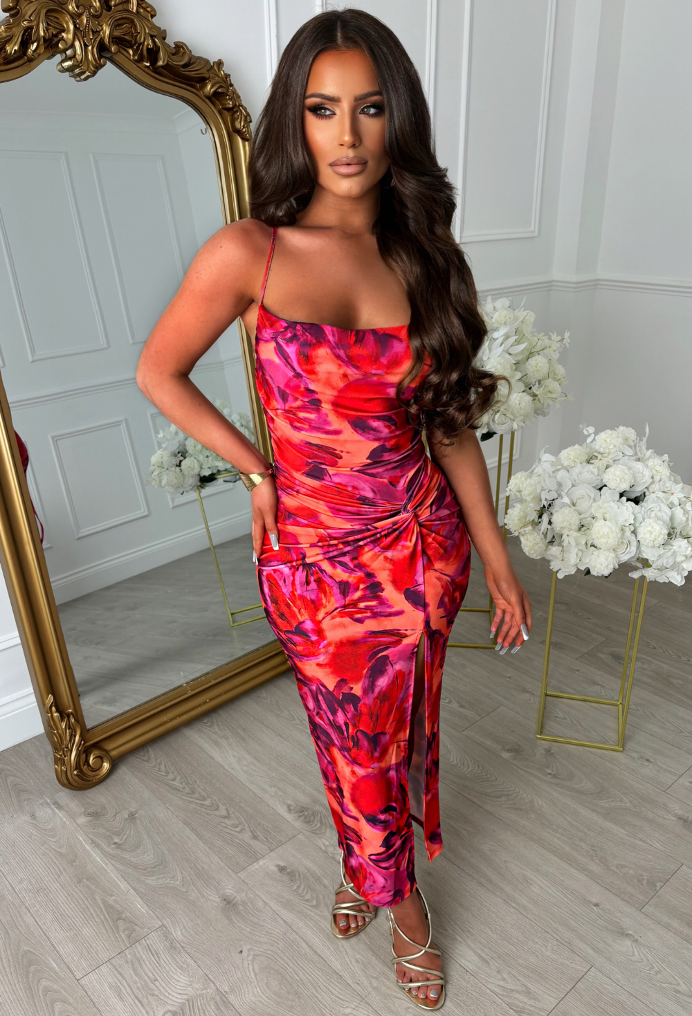 Hotter Than Ever Pink Abstract Flower Dress Pink Boutique