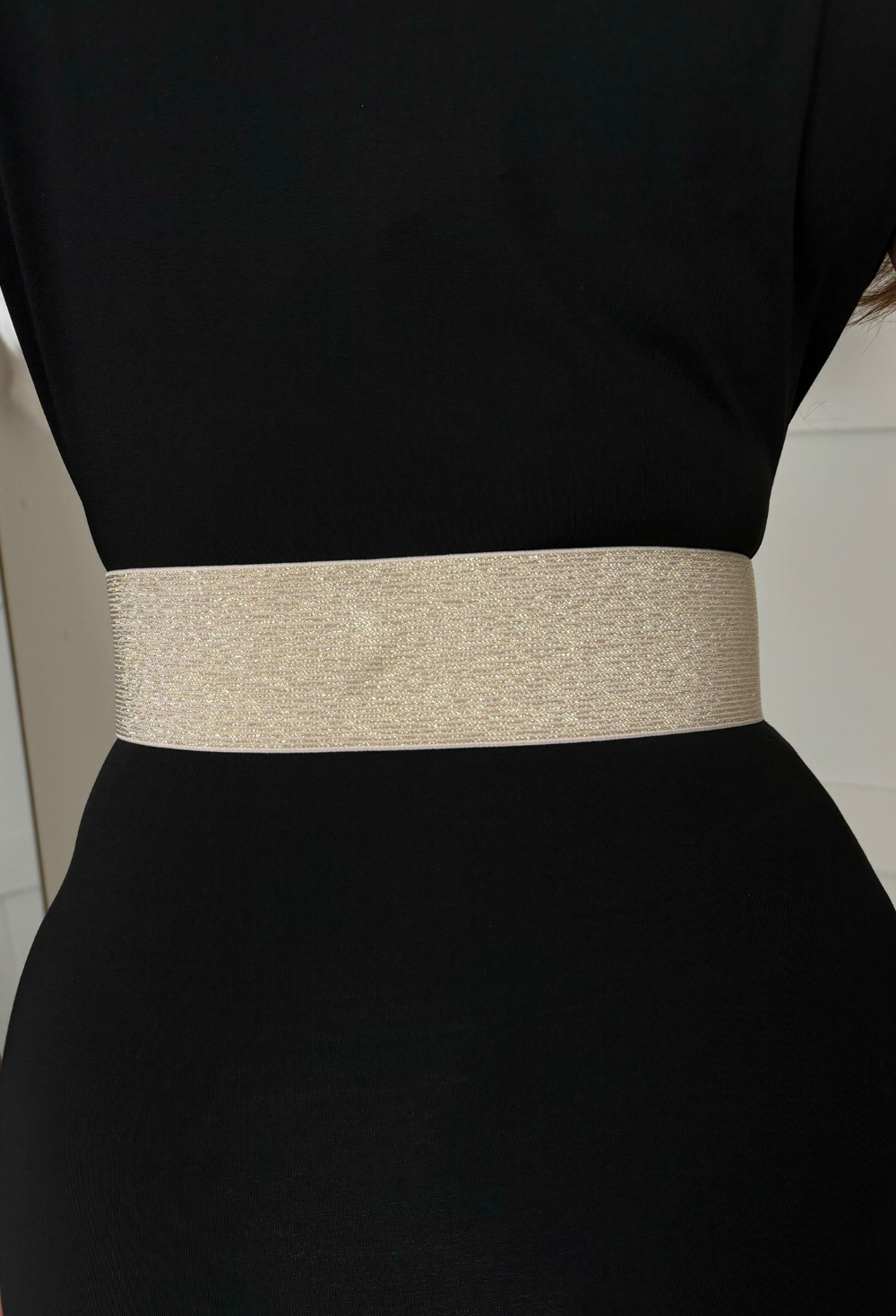 Va Va Voom Champagne Embellished Buckle Elasticated Belt