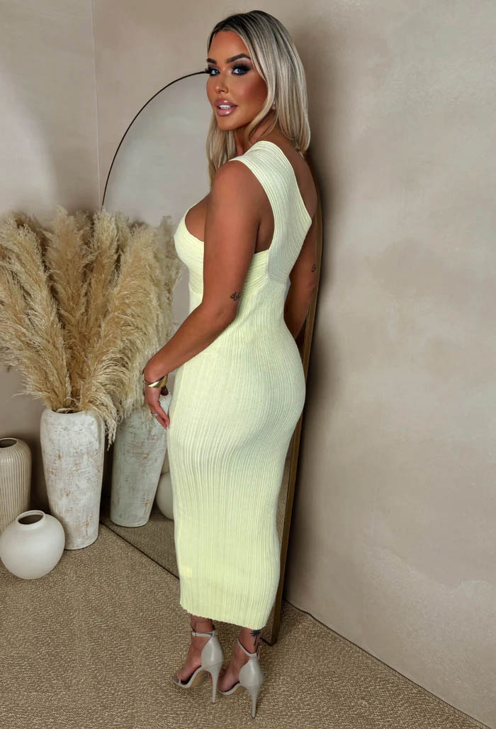 Runaway Heart Lemon Knot Detail Knitted Midi Dress