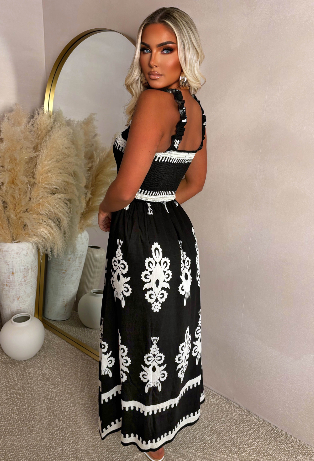 Vacay Vixen Black Motif Maxi Dress