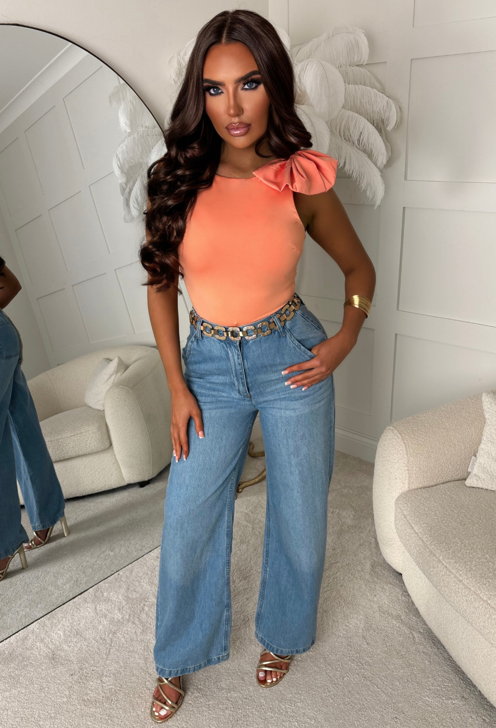 Kiss & Tell Coral Bow Stretch Bodysuit