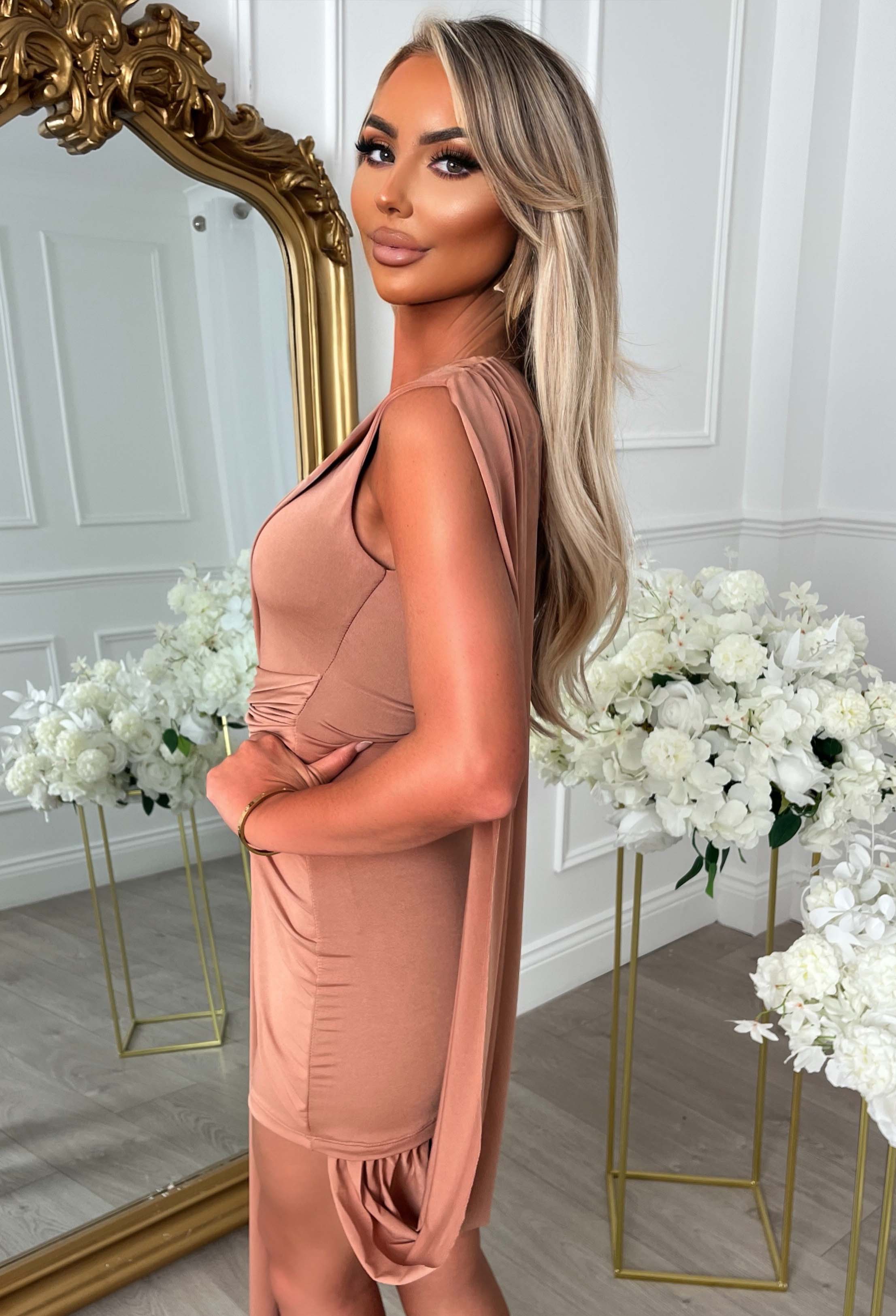 Artemis Pink Drape Front Mini Dress