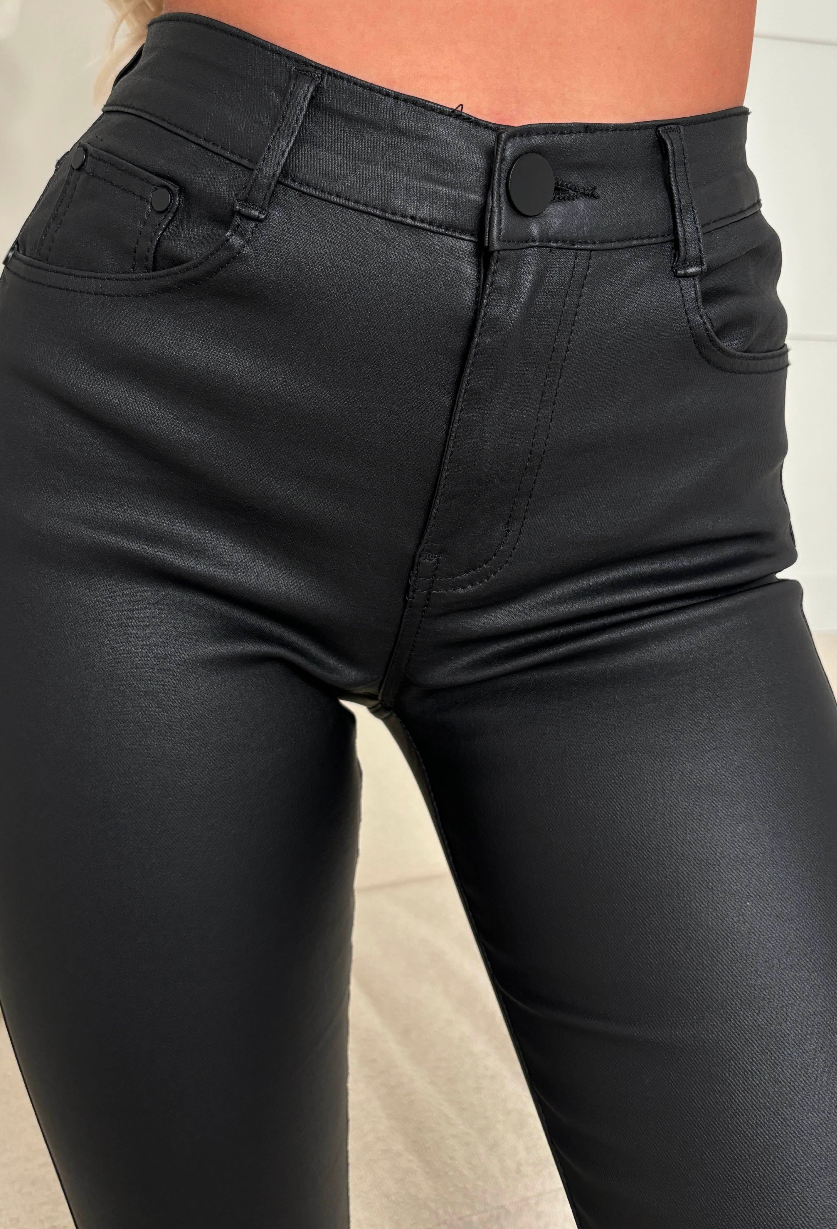 Ultimate Destiny Black Faux Leather Stretch Skinny Fit Jeans