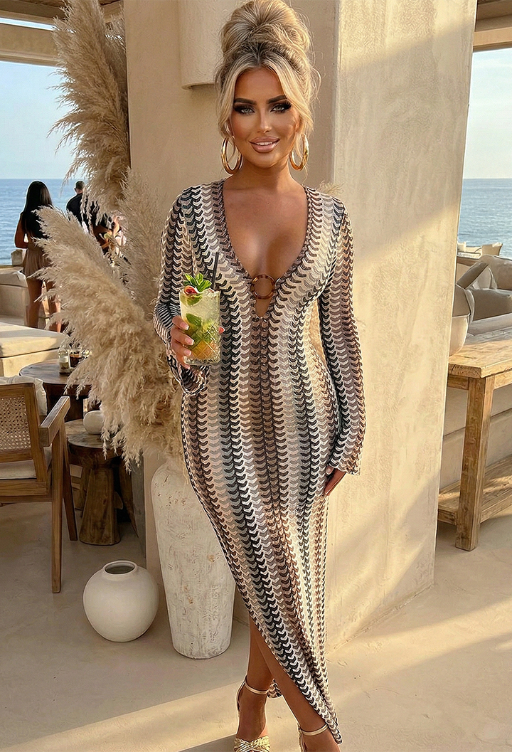 Bring On The Style Brown Zig Zag Maxi Dress