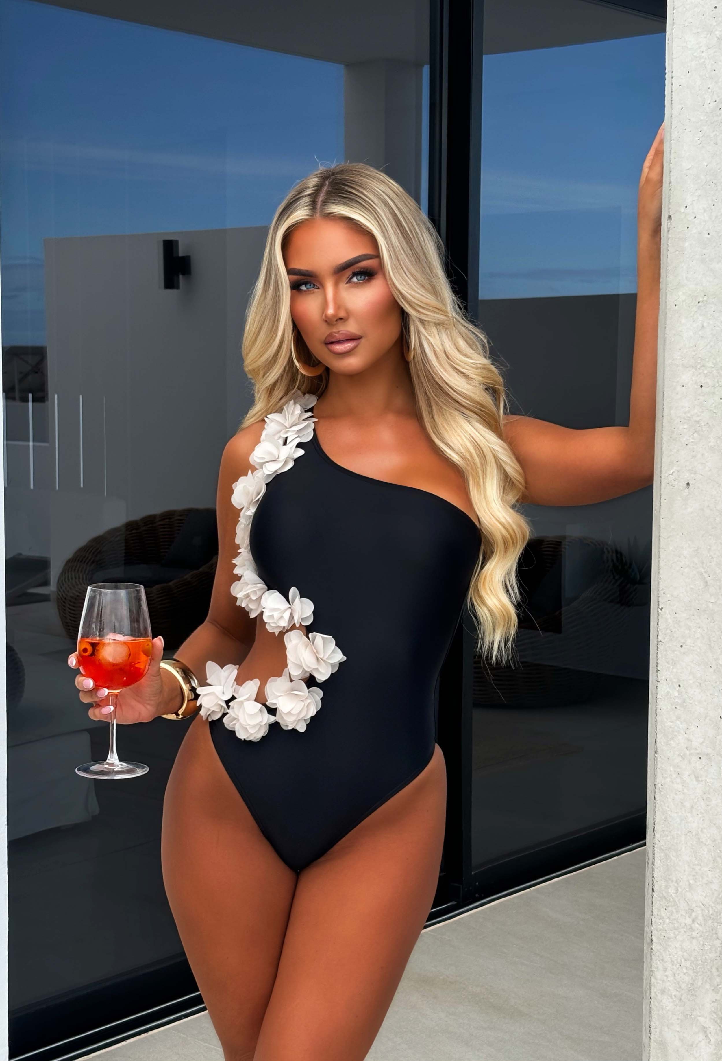 Million Dollar Muse Black Ruffle Cut Out Swimsuit