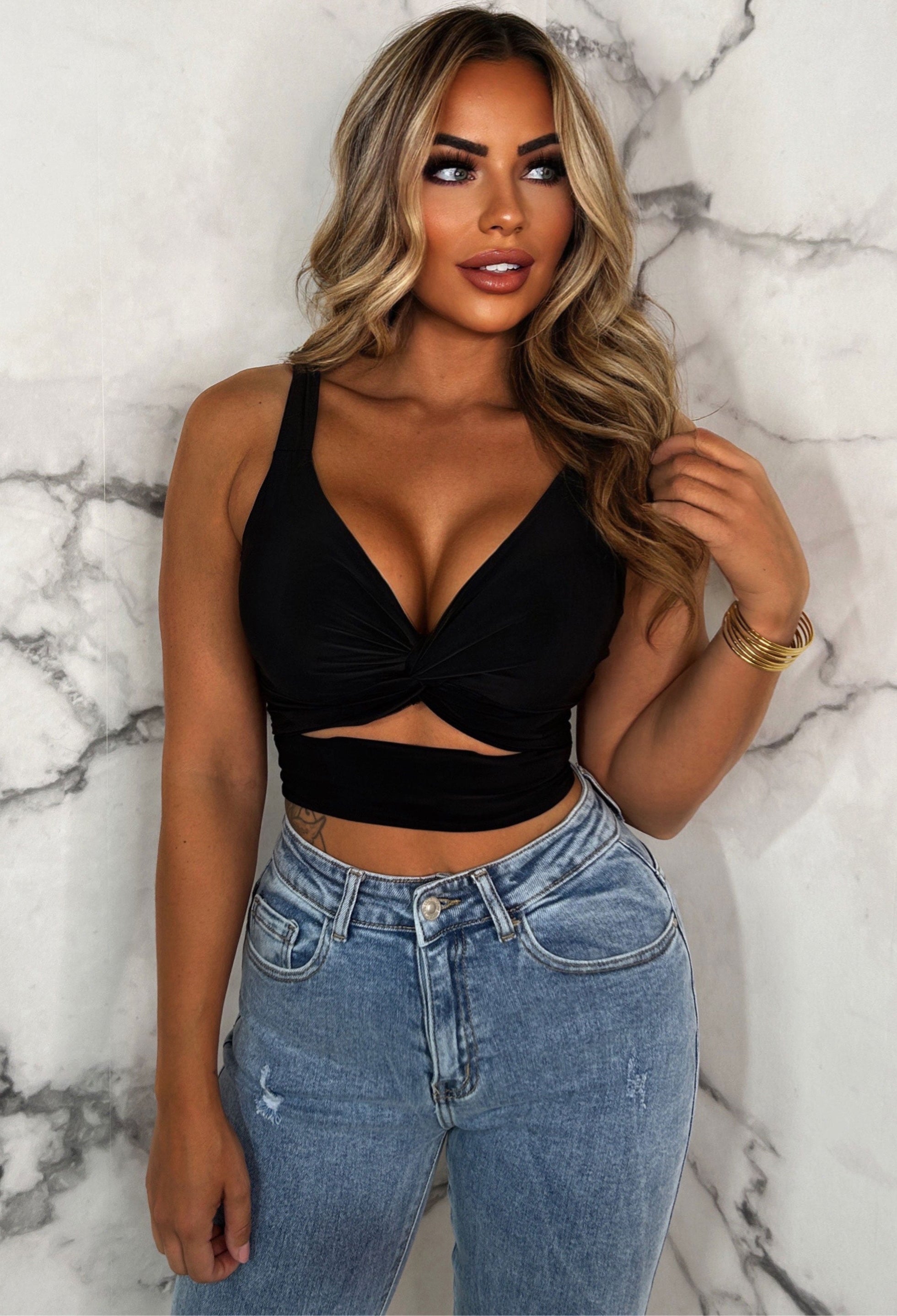 Favourite Feeling Black Cut Out Crop Top