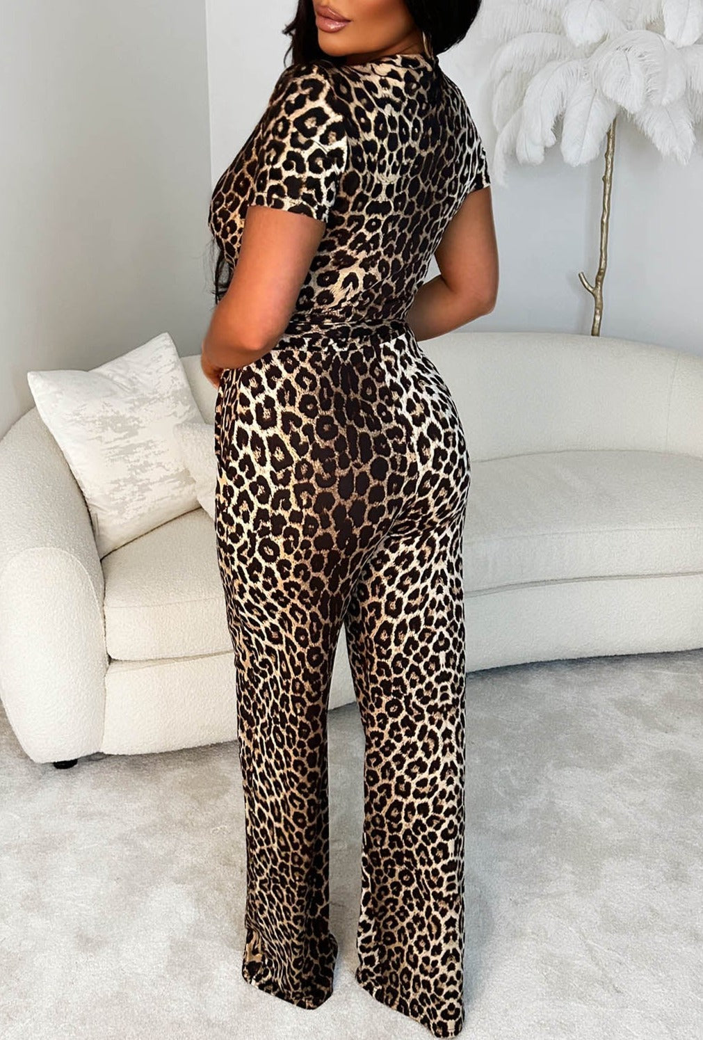 Brown Leopard Jumpsuit