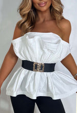 Event Ready White Ruffle Bandeau Top With Belt