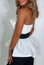Event Ready White Ruffle Bandeau Top With Belt