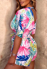Sweet Nights Multi Tropical Print Belted Wrap Playsuit