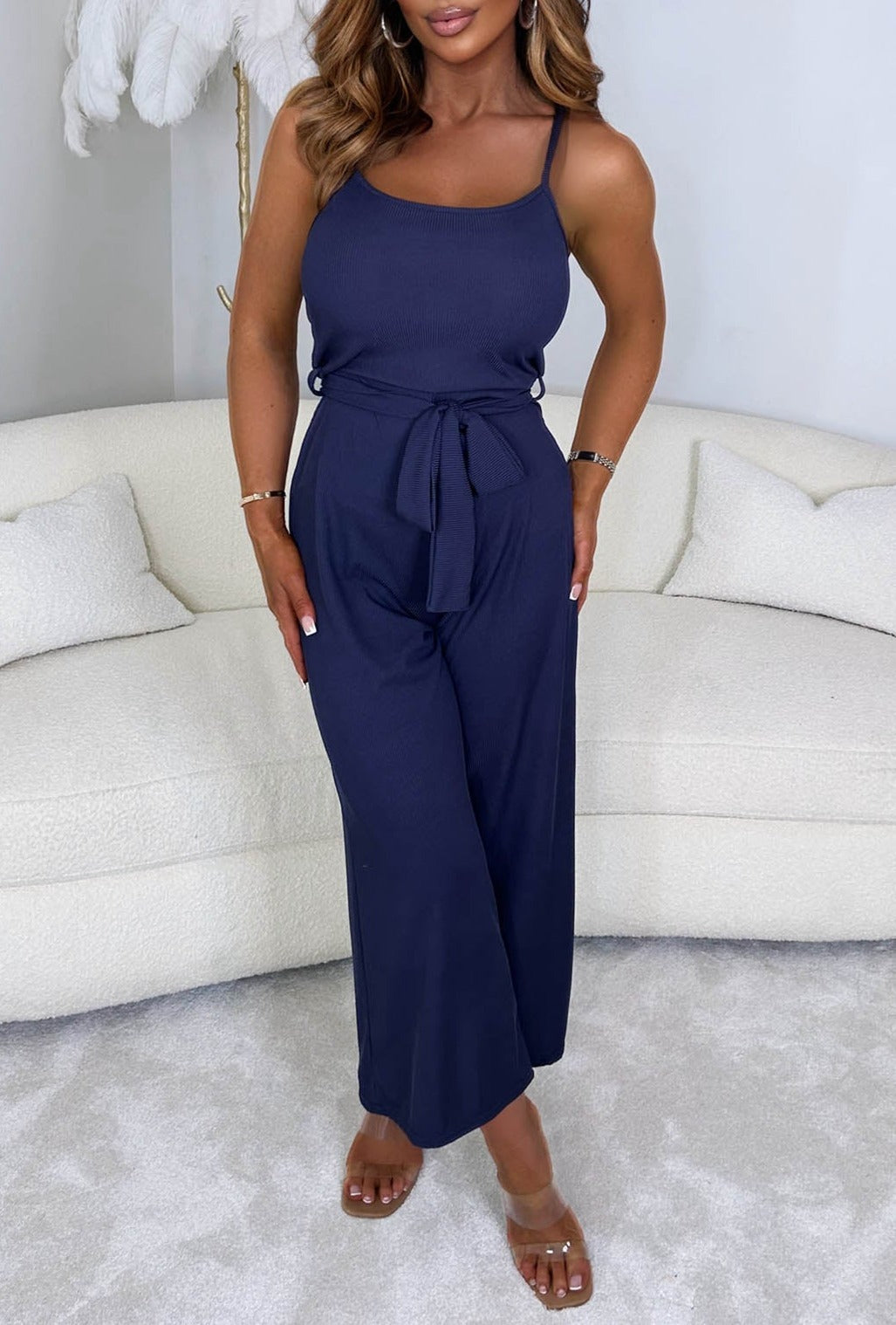 Navy Ribbed Jumpsuit