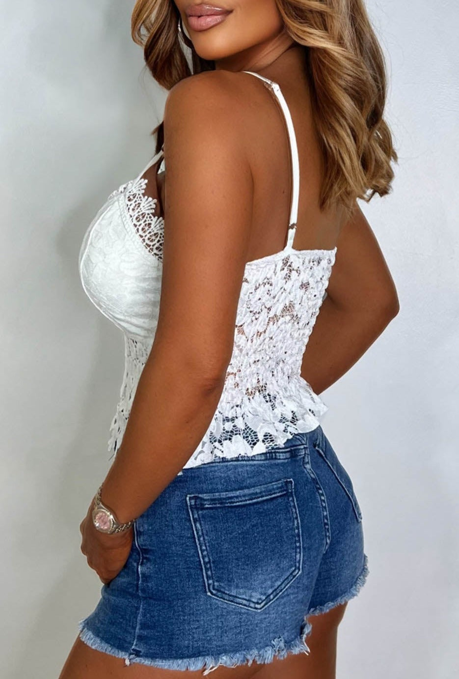 Careless Dreams White Lace Crop Top