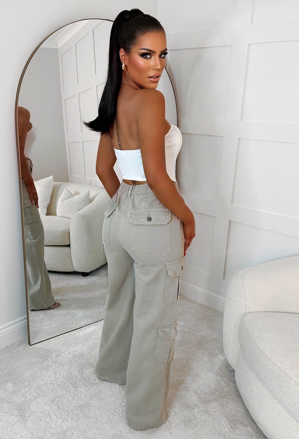Stone Cargo Trousers