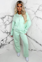 Love On Replay Mint Green Bomber Jacket And Straight Leg Jogger Loungwear Set