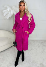 Cosy In The City Hot Pink Double Breasted Teddy Coat