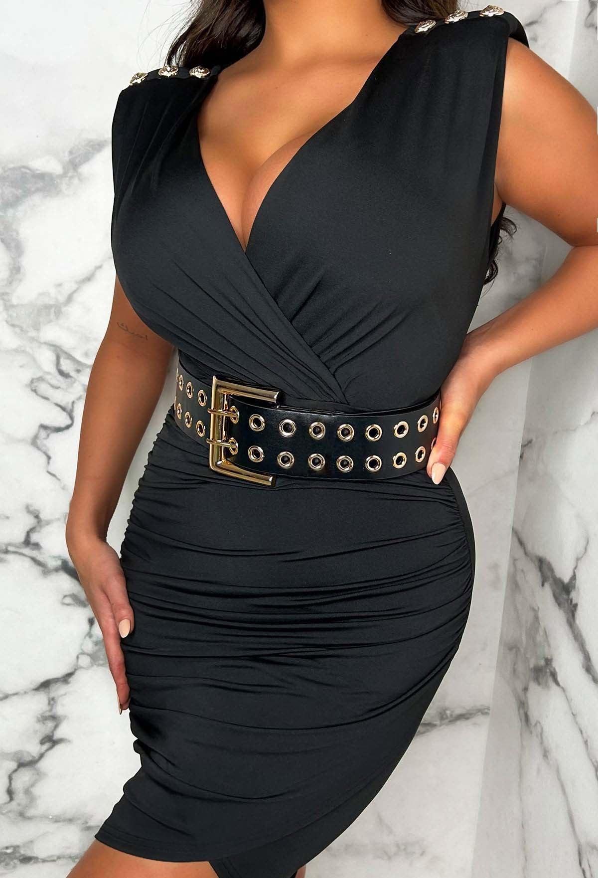 Circles In Chic Black Eyelet Detail Belt