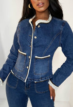 Coco Babe Mid Blue Denim Cropped Collarless Jacket