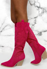 Rock My Body Hot Pink Suede Knee Cowboy Boots