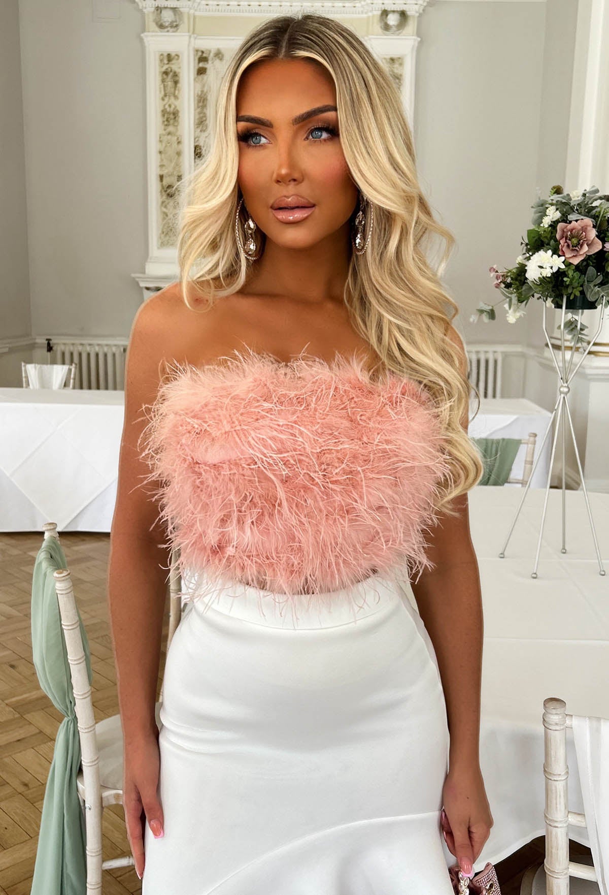 Breathtaking Pink Feather Top With Zip Fastening