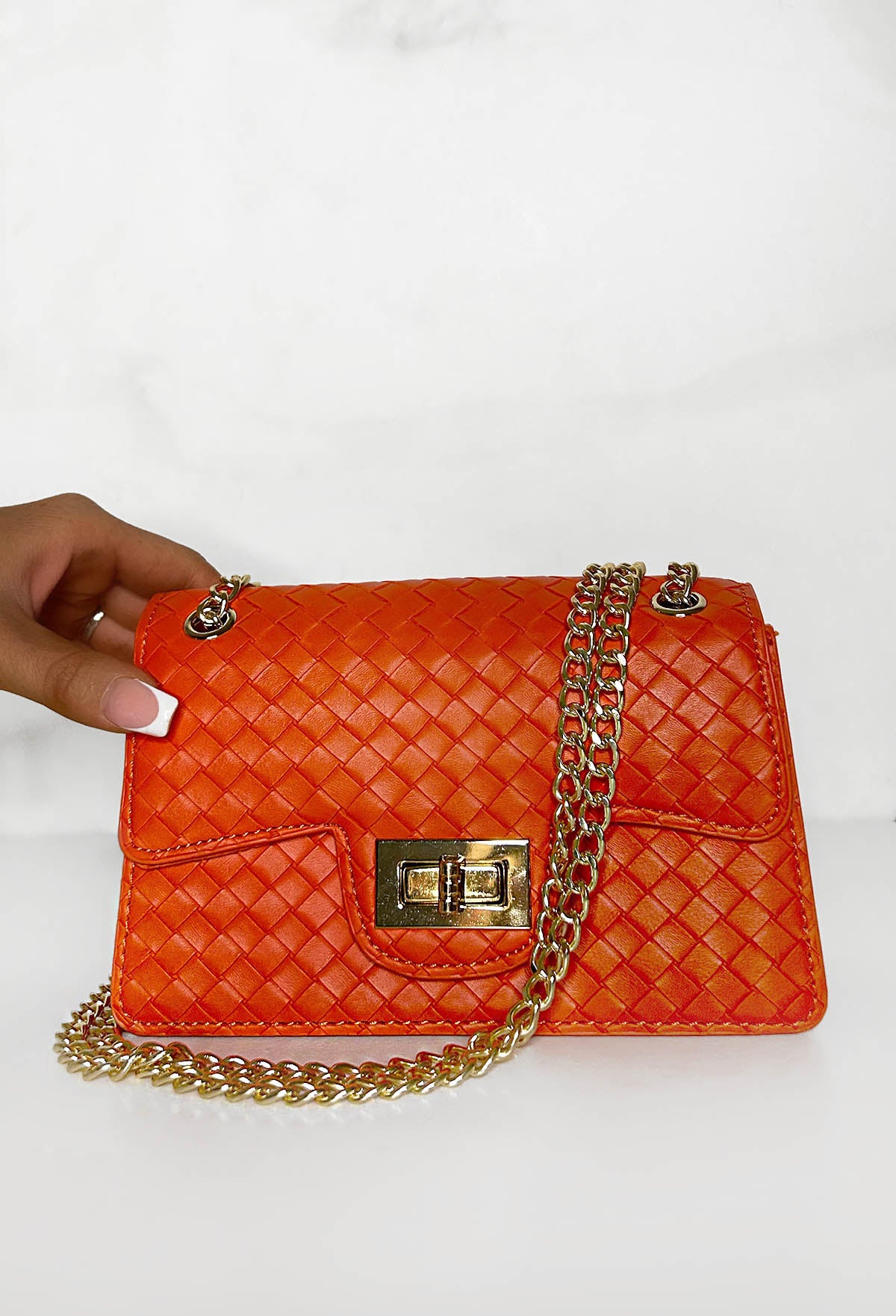 Here To Slay Orange Woven Handbag