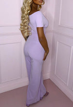 Utterly Yours Lilac Cross Over Ruched Wide Leg Belted Jumpsuit