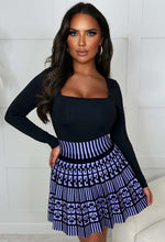 Coco Dreaming Lilac Knitted Geometric Pleated Mini Skirt