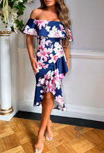 Perfect Love Navy Floral Bardot Midi Dress
