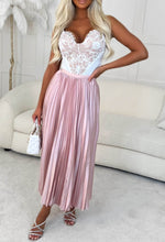 Luxe Escape Pink Satin Pleated Elasticated Waist Skirt