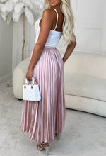 Luxe Escape Pink Satin Pleated Elasticated Waist Skirt