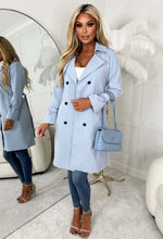 Coco Desire Blue Belted Trench Coat
