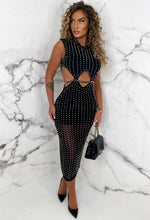 Dazzled By Pearls Black Embellished Sleeveless Mesh Lined Midi Dress