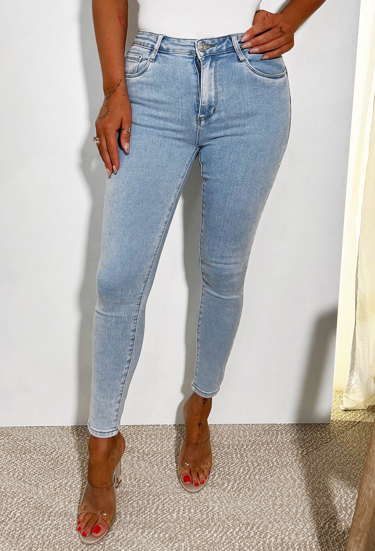 Push My Luck Light Blue Stretch Push Up Skinny Jeans