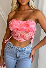 Rose Galore Pink Flower Detail Lace Up Side Top