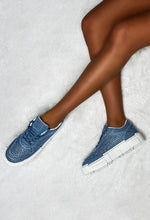 Crystal Couture Mid Blue Denim Diamante Embellished Trainers Limited Edition