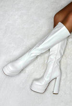 Love Connection White Super High Platform Knee Boots Limited Edition
