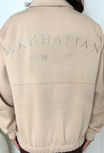 Bring The Style Taupe Manhattan Embroidered Zip Sweatshirt