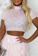 Oh She Bad Baby Pink Sequin Top