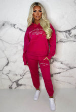 Ltd Edition Hot Pink Embroidered Hooded Two Piece Loungewear Set