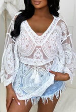 Floral Finesse White Lace Tassel Top