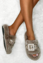 Cosy Vibe Beige Ultra Soft Faux Fur Buckle Strap Slippers