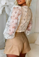Luxe Luster Cream Flower Mesh Sequin Wrap Top