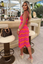 Heatwaves Hot Pink Zig Zag Cami Knitted Midi Dress