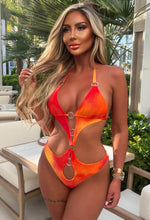 Fiery Skies Orange 3-Piece Swimsuit And Cover Up Co-Ord Set