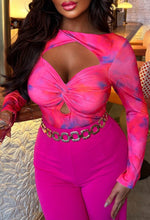 Baddie Mode Hot Pink Marble Print Cut Out Bodysuit