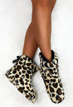 Wild Dream Brown Ultra Soft Leopard Print Faux Fur Slipper Boots