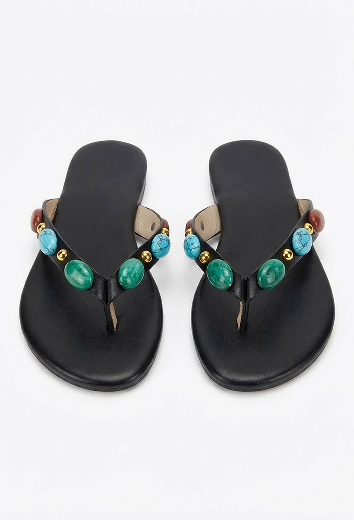 Gemstar Romance Black Embellished Sandals
