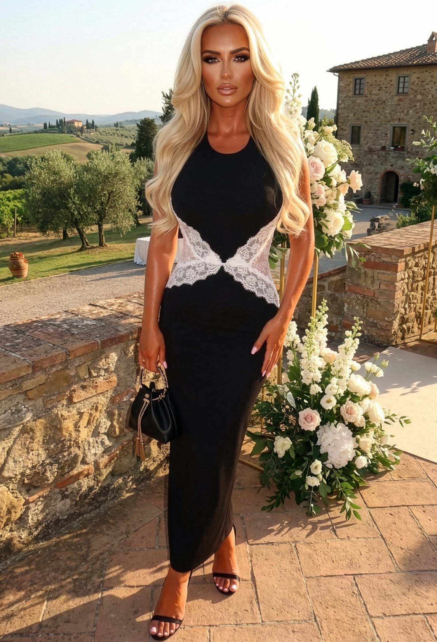 color block lace up dress Chic Reveal Color Block Dress Curves – Impressions Outlet