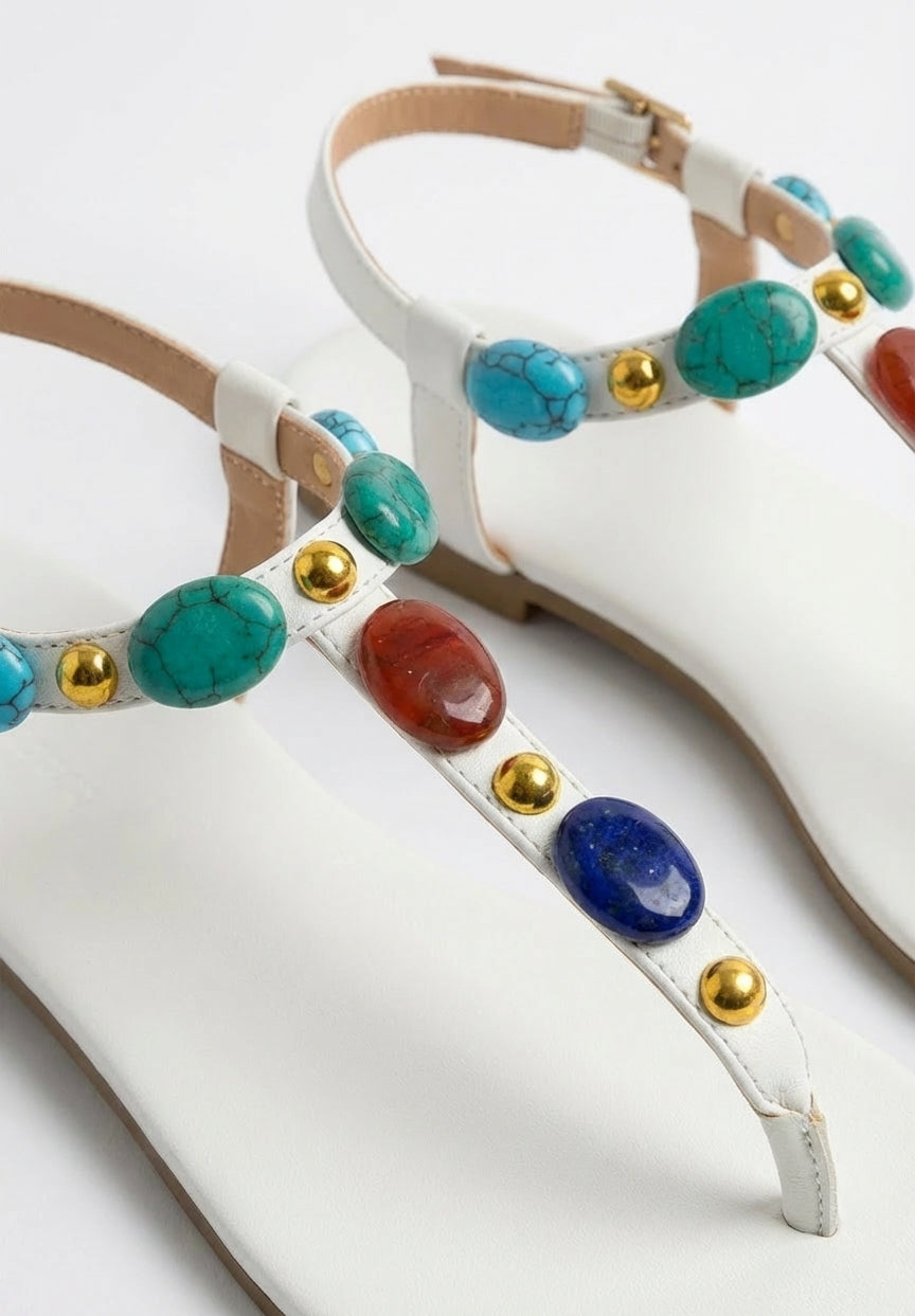 Gemstar Days White Embellished Sandals