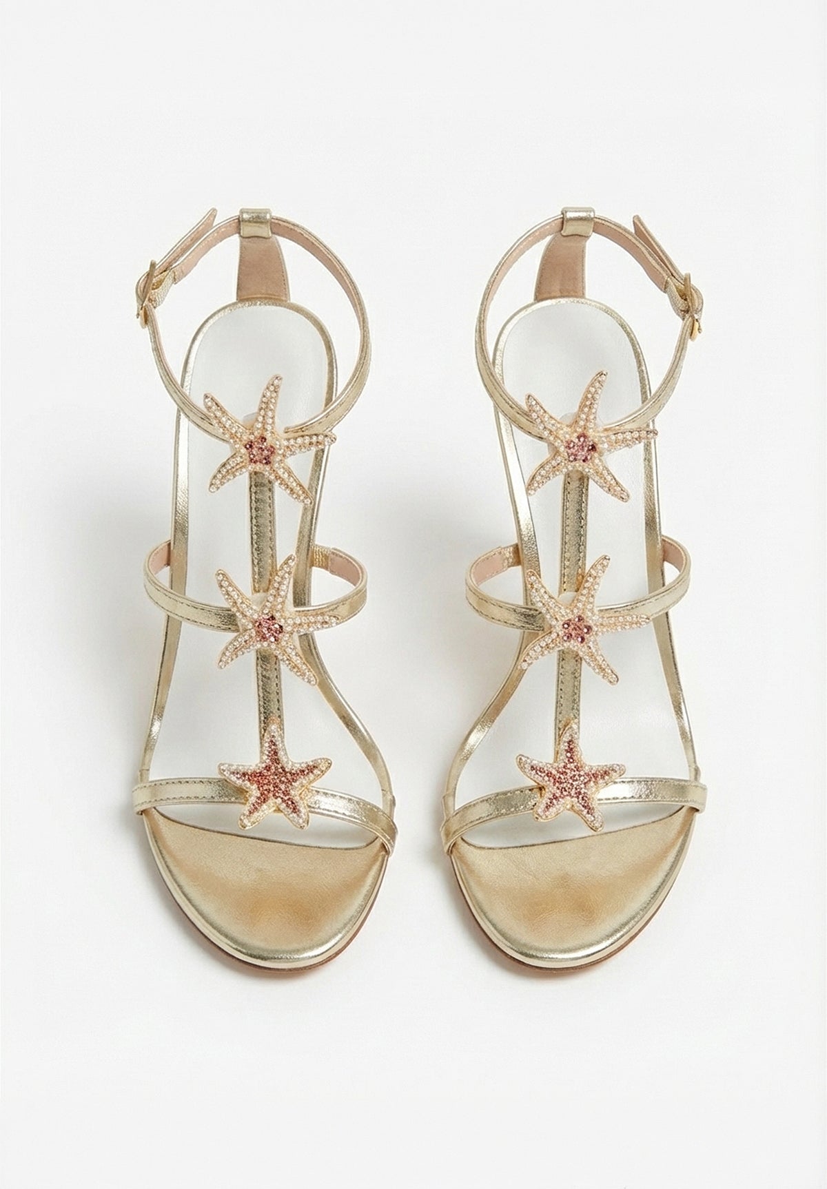 Star Bright Gold Starfish Stiletto Heel Sandals