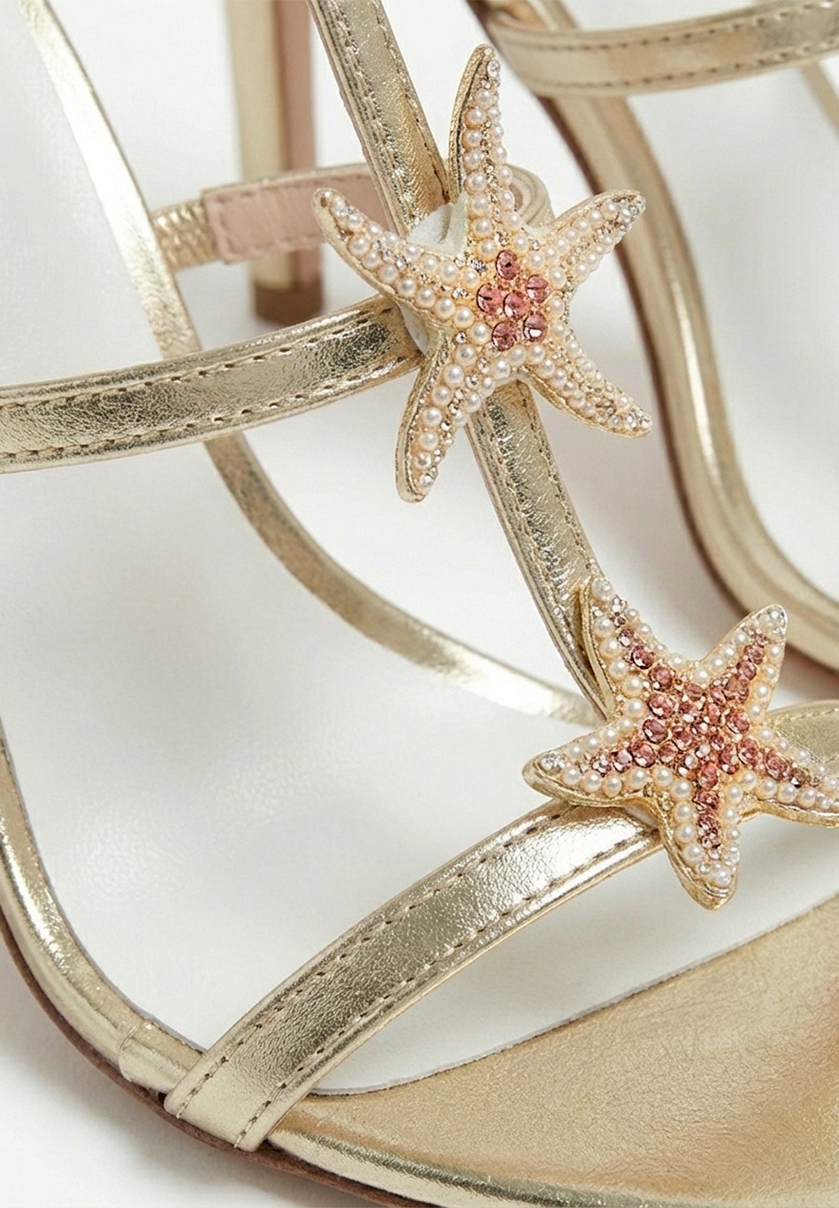 Star Bright Gold Starfish Stiletto Heel Sandals